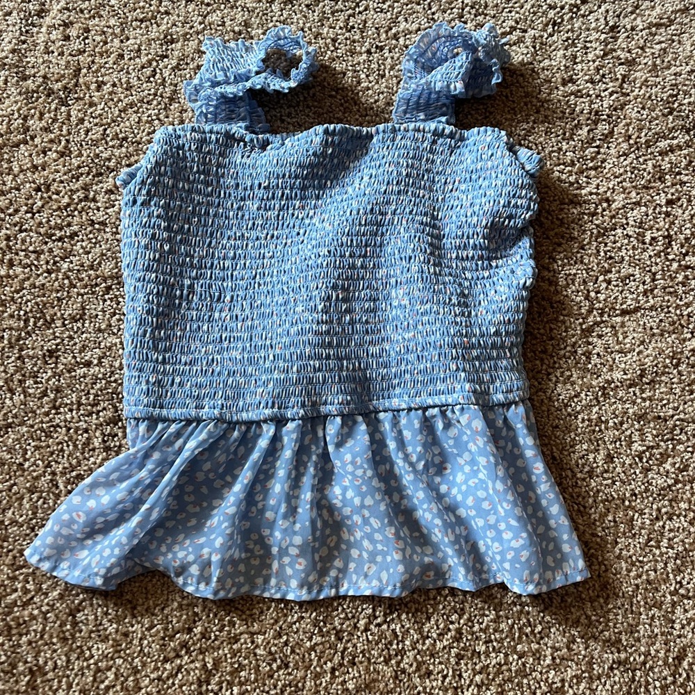 Blue Peplum Tank Top